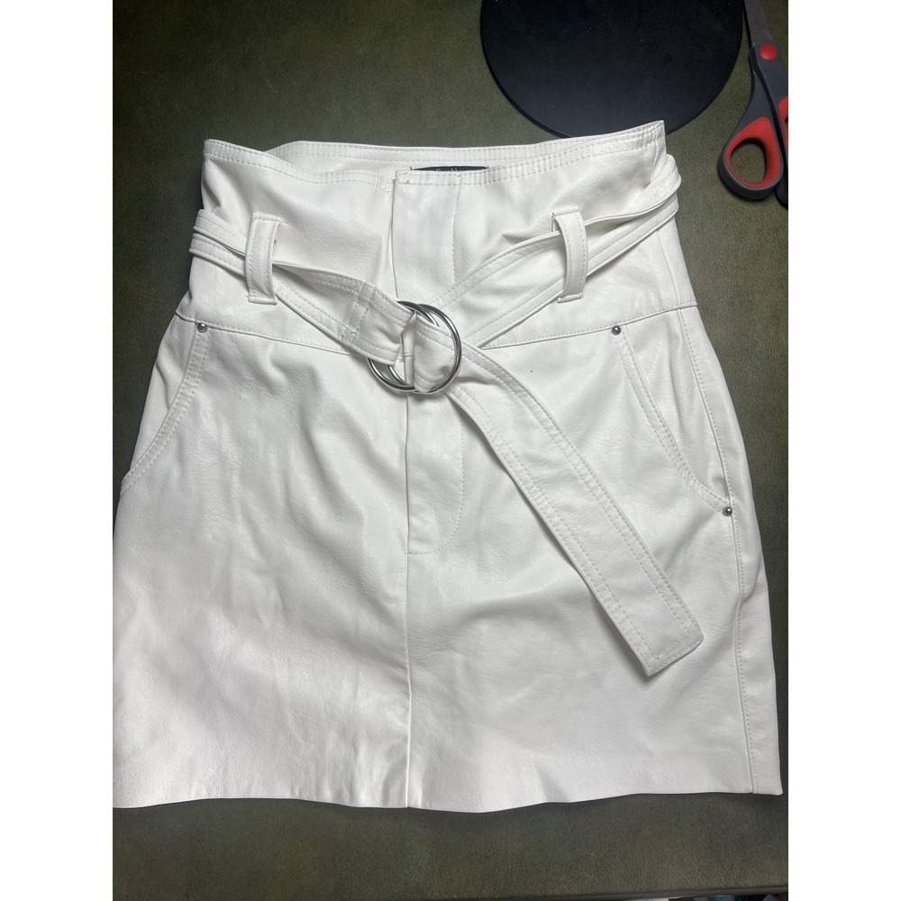 Bershka Women's White Faux Leather Mini Skirt Size S